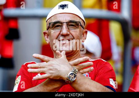 Düsseldorf, Deutschland. Juni 2024. DÜSSELDORF, Düsseldorf Arena, 24.06.2024, Fußball-Europameisterschaft Euro2024, Gruppenspiel Nr. 27 zwischen Albanien und Spanien, Fan von Albanien Credit: Pro Shots/Alamy Live News Stockfoto