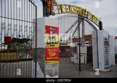 Die Bilder zeigen Coney Beach Pleasure Park, Porthcawl, Bridgend, South Wales, vor der Schließung in etwa drei Jahren. Noch offen für Unternehmen. Stockfoto