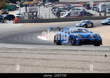 22. Juni 2024 Monterey, CA, USA, BK Racing Pilot Kevin Woods verlässt Kurve 5 während des Firestone Grand Prix des Monterey Porsche Challenge Race 2 auf dem WeatherTech Raceway Laguna Seca Monterey, CA Thurman James/CSM Stockfoto