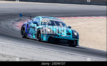 22. Juni 2024 Monterey, CA, USA Charlie Hayes Racing Fahrer Reinhold Krahn während des Firestone Grand Prix des Monterey Porsche Challenge Race 2 auf dem WeatherTech Raceway Laguna Seca Monterey, CA Thurman James/CSM Stockfoto