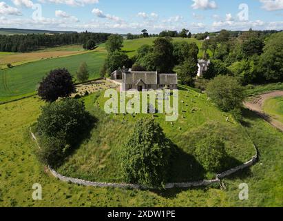 Aus der Vogelperspektive von Linton Church, Linton Village, Moreattle, Schottland Stockfoto