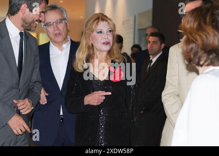 Madrid, Spanien. Juni 2024. Ernest Urtasun und Baroness Thyssen, Carmen Cervera nehmen an der Eröffnung der Ausstellung Kolonialgedächtnis in den Thyssen-bornemisza Collections Teil 24. Juni 2024 Spanien Credit: SIPA USA/Alamy Live News Stockfoto