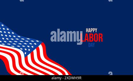 Labor Day USA. Erster Montag im September. Farben Nationalflagge. Konzepturlaub. Plakatbanner entwerfen. Vorlage für Postkarteneinladungen. Vektor. .. Stock Vektor