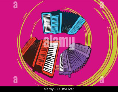 Akkordeon. Akkordeonillustration Musikinstrument Vektor Stock Vektor