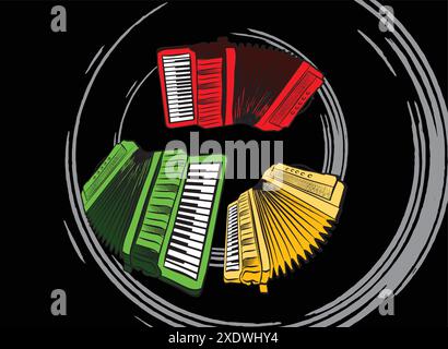 Akkordeon. Akkordeonillustration Musikinstrument Vektor Stock Vektor