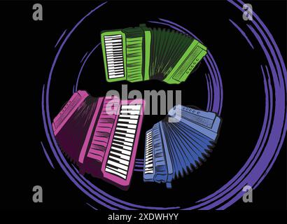 Akkordeon. Akkordeonillustration Musikinstrument Vektor Stock Vektor