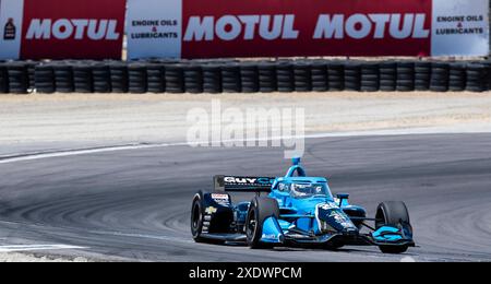 23. Juni 2024 Monterey, CA, USA Ed Carpenter Racing-Fahrer Ed Carpenter aus den Vereinigten Staaten (20), der während des Firestone Grand Prix von Monterey IndyCar warm Up auf dem WeatherTech Raceway Laguna Seca Monterey, CA Thurman James/CSM aus Turn11 herauskam Stockfoto