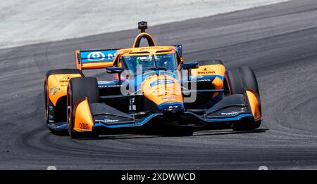 23. Juni 2024 Monterey, CA, USA Fahrer Nolan Siegel(6), der beim Firestone Grand Prix von Monterey IndyCar warm Up auf dem WeatherTech Raceway Laguna Seca Monterey, CA Thurman James/CSM aus Turn11 herauskam Stockfoto