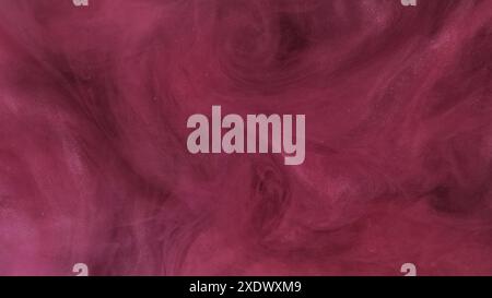 Glitzer-Dampfwolke. Tintenwasserfluss. Defokussierte rosa Farbe funkelnde Partikel Textur Rauchwelle schwimmende abstrakte Kunst Hintergrund. Stockfoto