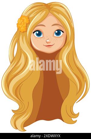 Blondes Mädchen mit Blume im Haar Stock Vektor