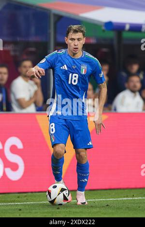 Leipzig, Deutschland. Juni 2024. Nicolo Barella aus Italien wurde während des Spiels der UEFA Euro 2024 zwischen den Nationalmannschaften Kroatiens und Italiens in der Red Bull Arena in Aktion genommen. Endstand: Kroatien 1:1 Italien. (Foto: Federico Titone/SOPA Images/SIPA USA) Credit: SIPA USA/Alamy Live News Stockfoto