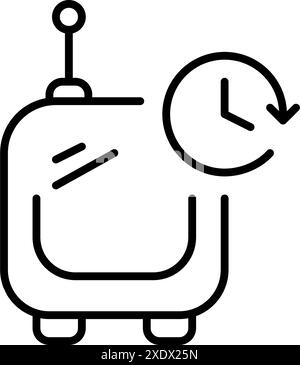 Automatisierter Lieferroboter und Uhr. Präzise geplante automatisierte Express-Logistik. Letzte Meile. Pixel Perfect Vektor-Symbol Stock Vektor