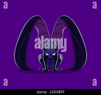 Halloween-Schriftart, Buchstabe M als Monster Fledermaus Gargoyle für Horror-Zeichentrick-Alphabet, Vektorfigur. Halloween-Weihnachtsschrift, ABC-Schrift oder gruselige Schriftart des Buchstabens M als gruselige Vampirfledermaus für Horror-Schriftart Stock Vektor