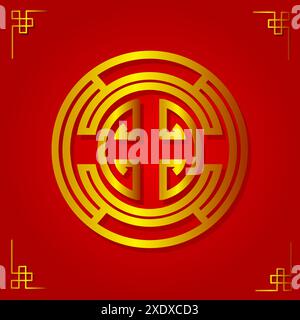Das chinesische Glückssymbol-Logo für das Neujahrsfest des Lunars mit weißem Hintergrund Stock Vektor