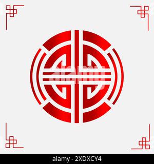Das chinesische Glückssymbol-Logo für das Neujahrsfest des Lunars mit weißem Hintergrund Stock Vektor