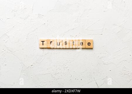 Treuhänder Wort auf Holz Block geschrieben. treuhänder Text auf Tisch, Konzept. Stockfoto