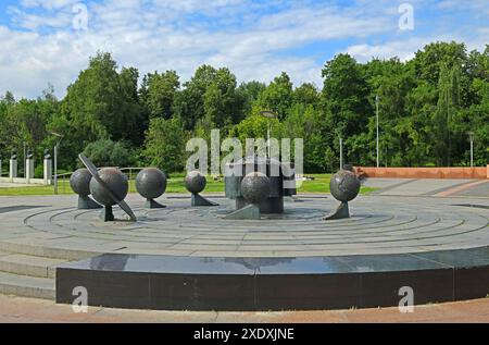 Modell des Sonnensystems in der Cosmonauten Alley. Moskau Stockfoto