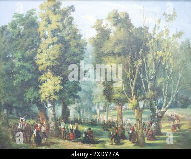 Eugenio Lucas Villaamil 1858-1918. Öl, galizische Pilgerfahrt 1883. Museum der Schönen Künste von Asturien. Oviedo. Stockfoto