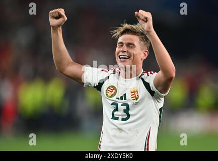 STUTTGART, DEUTSCHLAND - 23. JUNI: Kevin Csoboth aus Ungarn feiert während des Gruppenspiels der UEFA EURO 2024 zwischen Schottland und Ungarn in Stuttgar Stockfoto