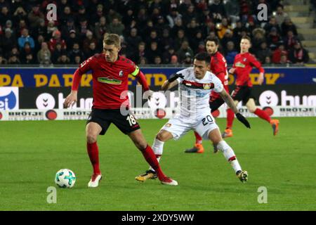 1. BL: 17-18 - Spieltag 21 - SC Freiburg vs. Bayer 04 Leverkusen Stockfoto