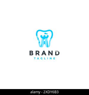 Schloss Im Inneren Des Dental Icon-Logos. Verspieltes Zahnarzt-Logo-Design mit Einer Zahnikone in Einer Castle Silhouette. Stock Vektor