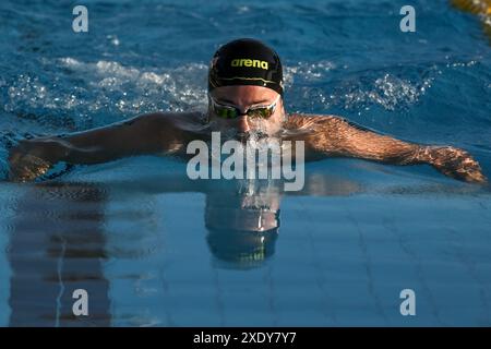 Arno Kamminga aus den Niederlanden tritt am 23. Juni 2024 im Finale der 200-m-Brustschläge der Männer beim 60. Settecolli-Schwimmtreffen im stadio del Nuoto in Rom (Italien) an. Stockfoto