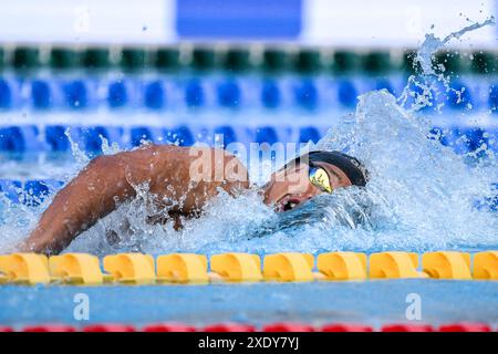 Daiya Seto aus Japan tritt am 23. Juni 2024 beim 60. Settecolli Schwimmen-Meeting im stadio del Nuoto in Rom (Italien) im 200 m langen Medley Men Finale an. Stockfoto