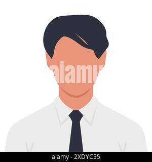 Abstrakter gesichtsloser junger Mann in Hemd und Krawatte. Büroangestellter oder Student männlicher Avatar. Vektorabbildung Stock Vektor