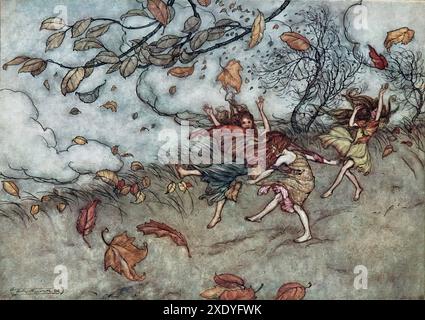 RACKHAM Arthur (1867-1939) - Peter Pan in Kensington Gardens von J - M - Barrie 1906 - Vintage-Poster mit Illustrationen Stockfoto