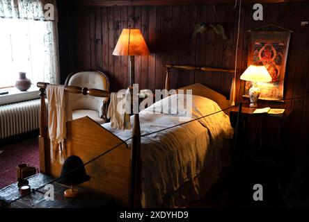 Karen Blixen Museum, Rungsted Kyst, Dänemark: Das Schlafzimmer Stockfoto