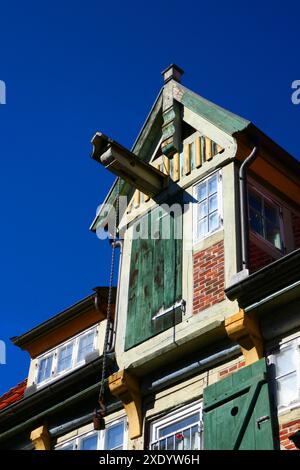 Giebelkran in Lauenburg, Deutschland Stockfoto