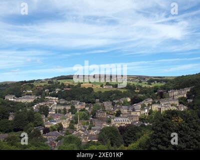 Blick auf die Stadt hebden Bridge in West yorkshire in Summe Stockfoto