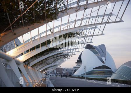 Hemisferic und Königin Sofia Palast der Künste, Stadt der Künste und Wissenschaften, Valencia. Comunidad Valenciana, Spanien Stockfoto