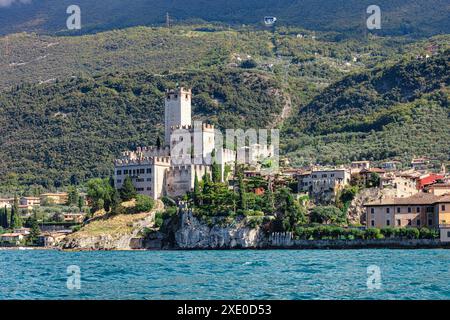Scaliger Castle, eine mittelalterliche Burg in der Malcesine am Ufer des Gardasees Stockfoto