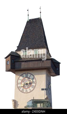 Uhrenturm am Schlossberg in Graz, Österreich Stockfoto