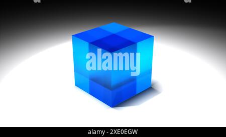 Blauer Glaswürfel Stockfoto