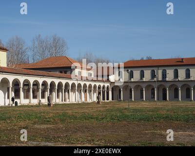 La Certosa ehemaliges Kloster und Eintrittsportal für Irrenanstalten in Collegno Stockfoto