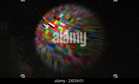 Die Weltflaggen sphärischer Planet Stockfoto