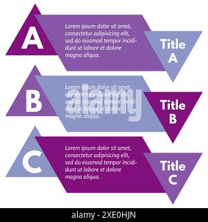 Set aus drei horizontalen bunten Optionen Banner. Schritt-für-Schritt-Infografik-Designvorlage. Vektorabbildung Stock Vektor