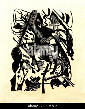 Geburt der Wölfe, 1913 (Gemälde) von Marc, Franz (1880-1916) deutsch. Stock Vektor