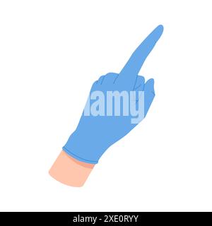 Ärzte Hand in blauem Latex-OP-Handschuh Zeigefinger-Vektor-Illustration Stock Vektor