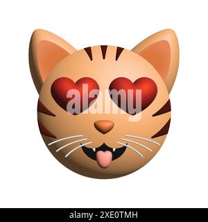 Lustige 3D orange Katze verliebt, mit roten Herzaugen, ein Vektor-Emoji Stock Vektor