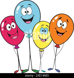 Cartoon Geburtstag Ballons Fliegen Set Stock Vektor