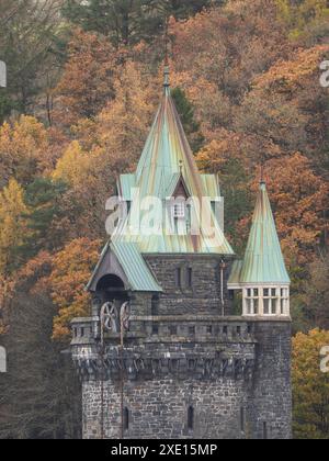 Rund um den Lake Vyrnwy im Herbst, Powys, Mid Wales, Großbritannien Stockfoto