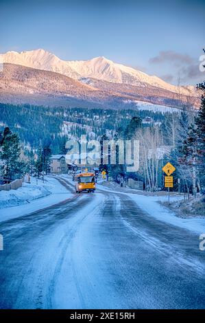 Wunderschöner Sonnenuntergang über breckenridge colorado Skigebiet Stadt Stockfoto