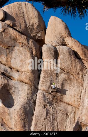 Klettern im Joshua Tree National Park Stockfoto