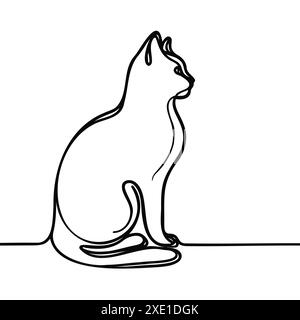 Vektor-Illustration der niedlichen Katze kontinuierliche eine Linie Zeichnung Stock Vektor