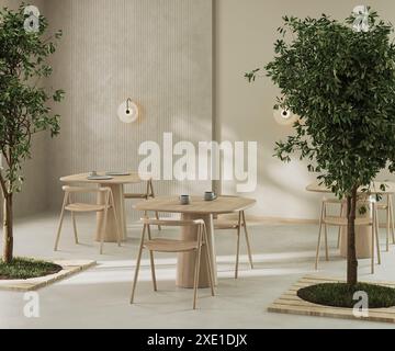 Moderne Inneneinrichtung des Restaurants, 3D-Rendering Stockfoto