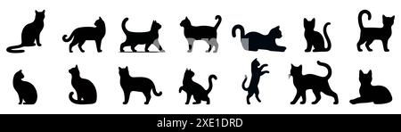 Satz von schwarze Katze Silhouetten Stock Vektor