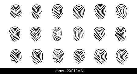 Setzen Sie das Symbol für das Scannen von Fingerabdrücken auf weiß. Stock Vektor